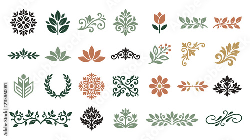 Obraz na płótnie Elegant floral ornaments and decorative borders collection.