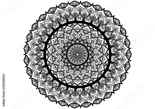 Transparent artistic mandala floral pattern.