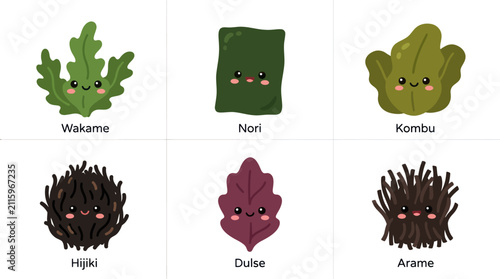Assortment of cute seaweed characters