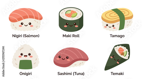 Assortment of cute sushi food items