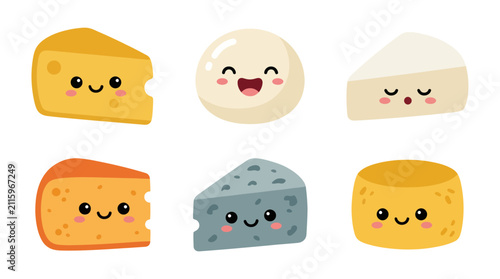 Assortment of happy cheese illustrations