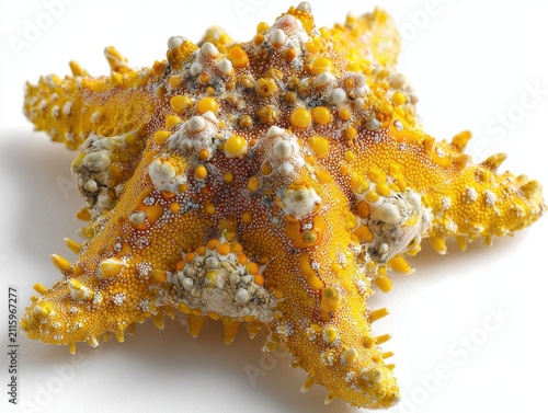 Yellow starfish isolated on white background