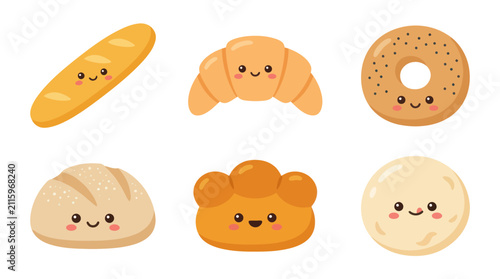 Cute baked goods assortment with faces