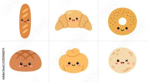 Фотография Cute cartoon bakery food characters