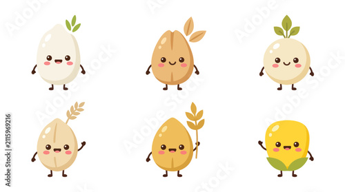 Photography Cute cartoon grains with faces