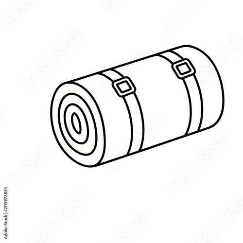 Rolled sleeping bag with straps