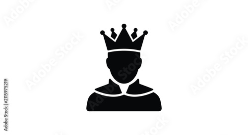 Canvas Print King Silhouette Icon With Crown Black On White Background