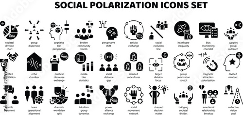 Фотография Social polarization vector icons set