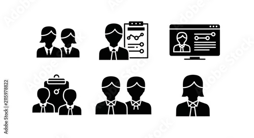 Diverse Business Team Silhouettes with Clipboard Icon