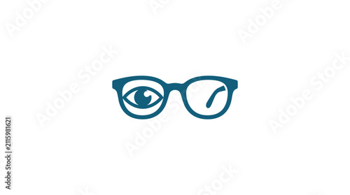 Fotografie Glasses with one eye visible.