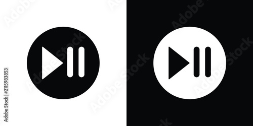 Obraz na płótnie Play pause icon outline logo group