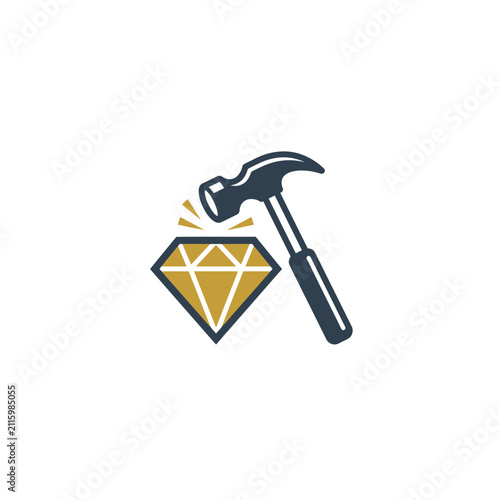 Hammer hitting a diamond stone.