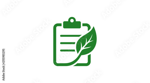 Green clipboard with leaf icon eco.