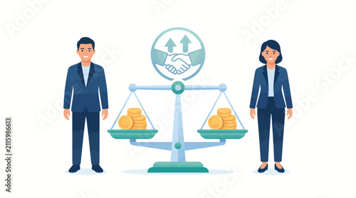 Fotografía Business Partnership Financial Balance Vector Illustration