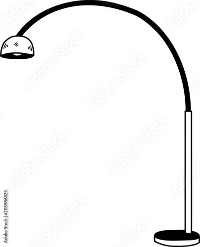 black and white illustration of a Minimalist lamp