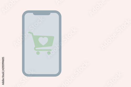 Mobile Shopping App With Heart Cart Icon Representing E‑Commerce Wishlist, Online Retail And Mobile Purchase Experience