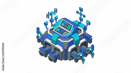 Photography Isometric Laptop Technology Concept Illustration.