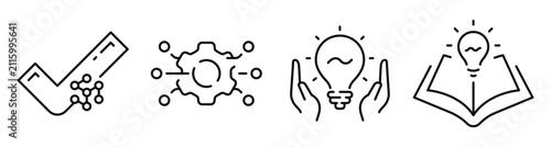 Foto Check and idea icons showing innovation and knowledge concepts