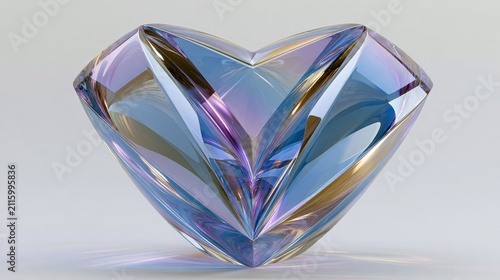 Iridescent glass diamond on white background