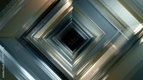 Concentric diamond tunnel with glossy glass reflections