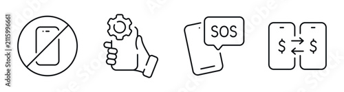 Obraz na plátne Icons representing mobile restrictions and emergency support actions