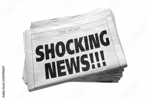 Obraz na płótnie Stack of Newspapers with Shocking News Headline