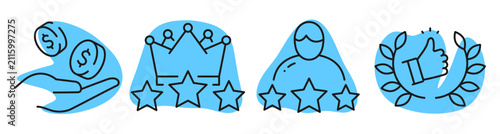 Fotografie Reputation and rewards icons representing ratings and loyalty