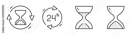 Fotografie Hourglass icons indicating time passage on white background