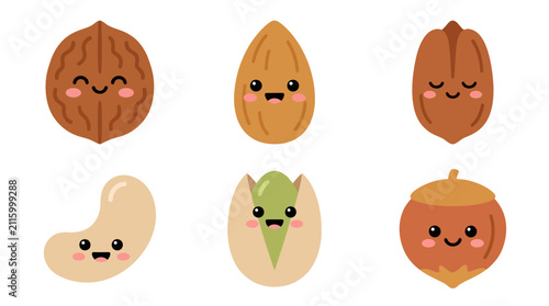 Bild auf Leinwand Cute kawaii food characters