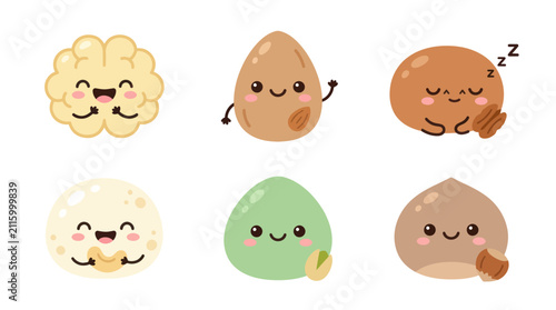 Cute kawaii food characters illustration