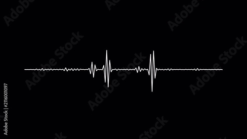 Music sound wave or audio wavefrom on transparent background. Line digital minimalist voice and symbol technology with alpha channel in 4k.