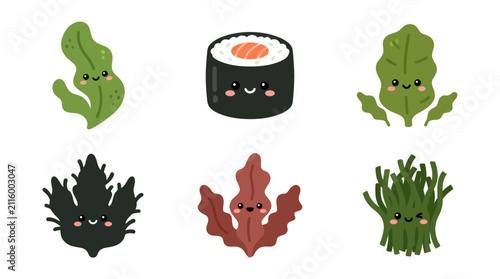Cute seaweed and sushi characters