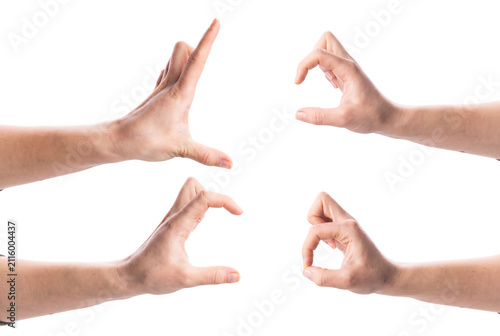 Fotografie Collection of diverse human hand gestures on dark canvas