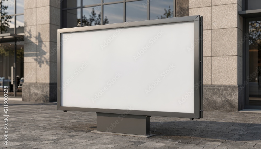Fototapeta premium Blank Billboard Mockup on City Sidewalk