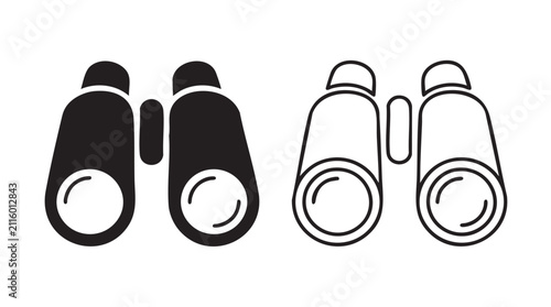 Canvastavla binoculars black silhouette outline art vector icon black silhouette and outline