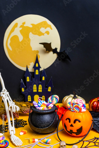 Halloween candy and decor for festive celebration