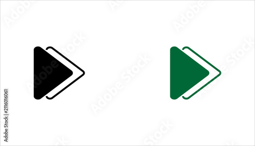 Outline double fast forward icon set,  representing rapid playback, skip ahead, acceleration, multimedia navigation, and digital media controls.
