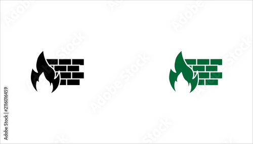 Cuadro en lienzo Minimal fireproof wall outline icon set representing fire resistance, safety protection, construction materials, and building security concepts