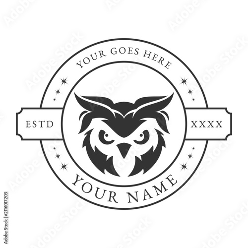 Owl logo design vector black and white