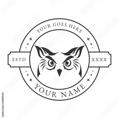 Owl logo design vector black and white