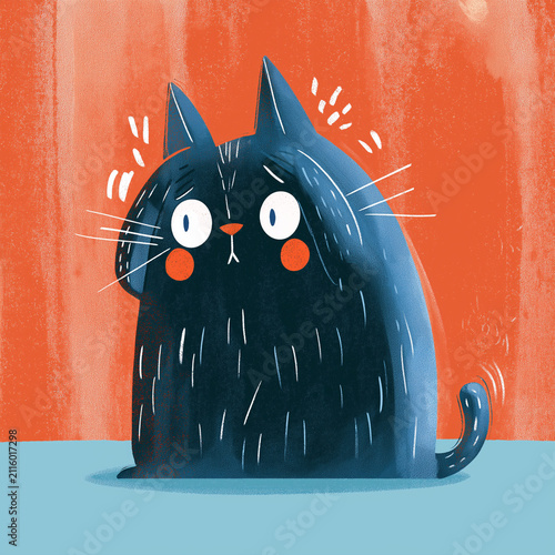 驚く猫。恐怖。不安