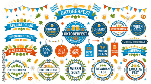 Oktoberfest decorative elements and banners for celebrations and events
