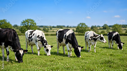 Dairy Cows Grazing in a Pastoral Field