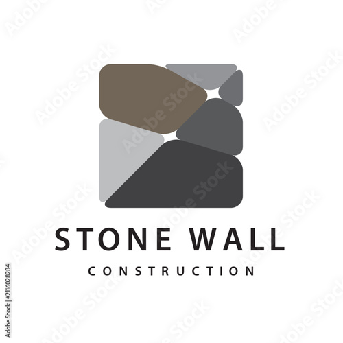 Stone wall construction logo design vector