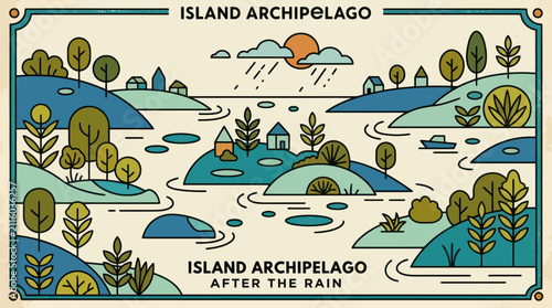 Foto Tropical island archipelago scene after rain
