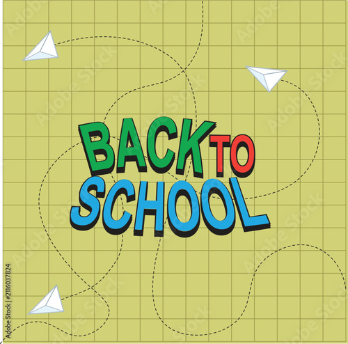 Bild auf Leinwand Back to school vector illustration, colorful typography on yellow grid paper bac
