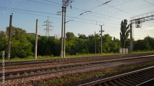 footage from a passenger train approaching and arriving at Kyiv Central Railway Station (Kyiv-Pasazhyrskyi), Ukraine. 