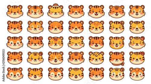 Bild auf Leinwand Cute tiger faces collection