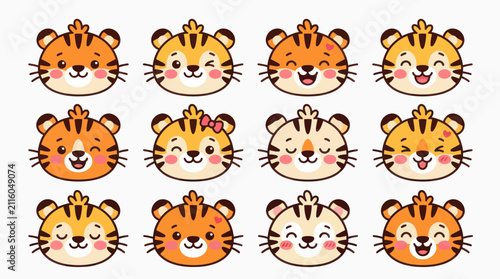 Foto Cute tiger faces collection