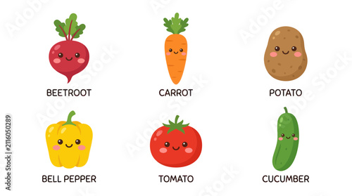Konstfotografi Cute vegetables with happy faces